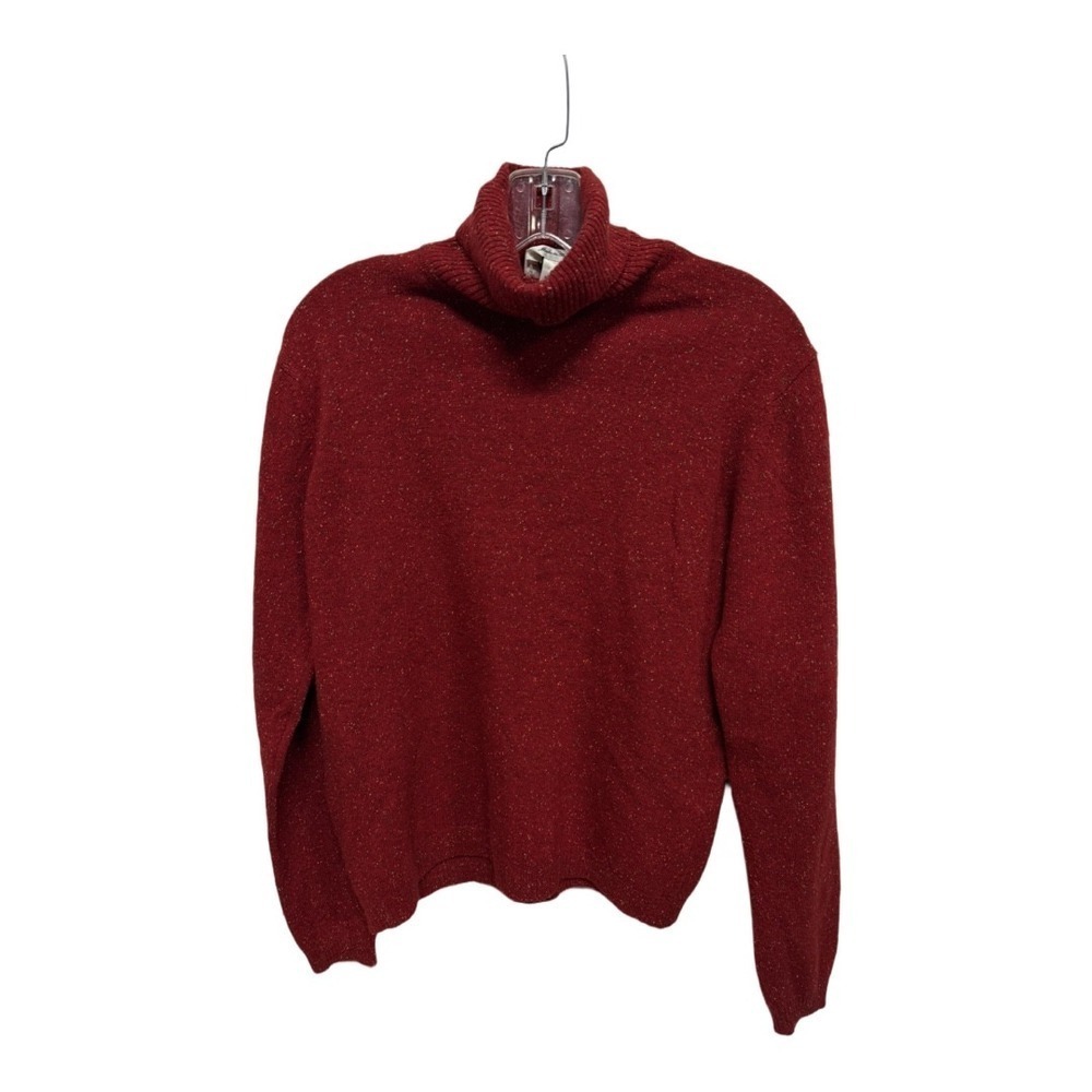 Talbots Vintage Wool Silk Blend Speckled Red Turtleneck Sweater Size Medium
